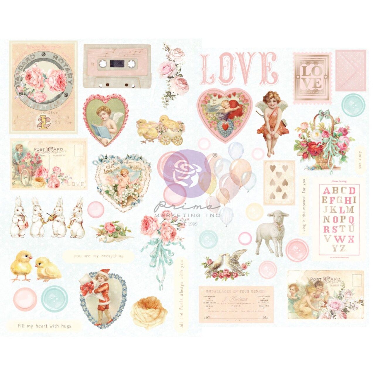 Prima Marketing Inc Magic Love Collection Chipboard Stickers - 44 Pcs W/ Foil Details 655350996727